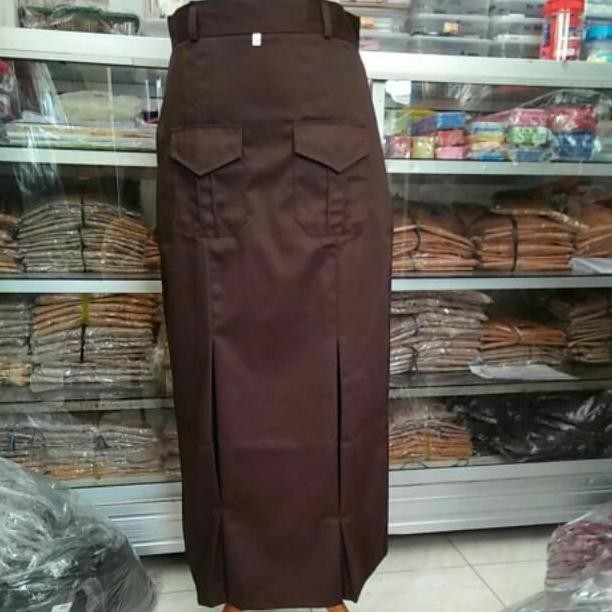 (Allthebest) Rok span Pramuka SMP belah 2 kantong depan ROK SPAN COKLAT ROK PRAMUKA