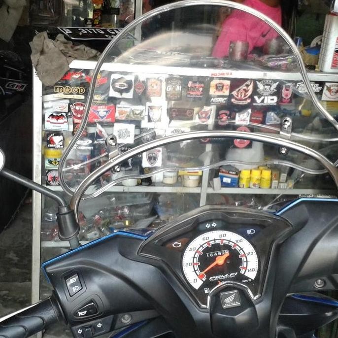 Windshield Pelindung Angin Motor Scoopy - Kaca Tameng Tebal Stok Terbatas