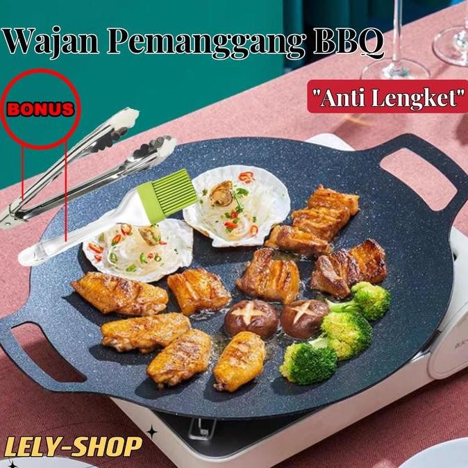 NC Wajan Konduksi Panggangang Grill Pan Korea Datar Anti Lengket/Alat pemanggang / Tempat pemanggang