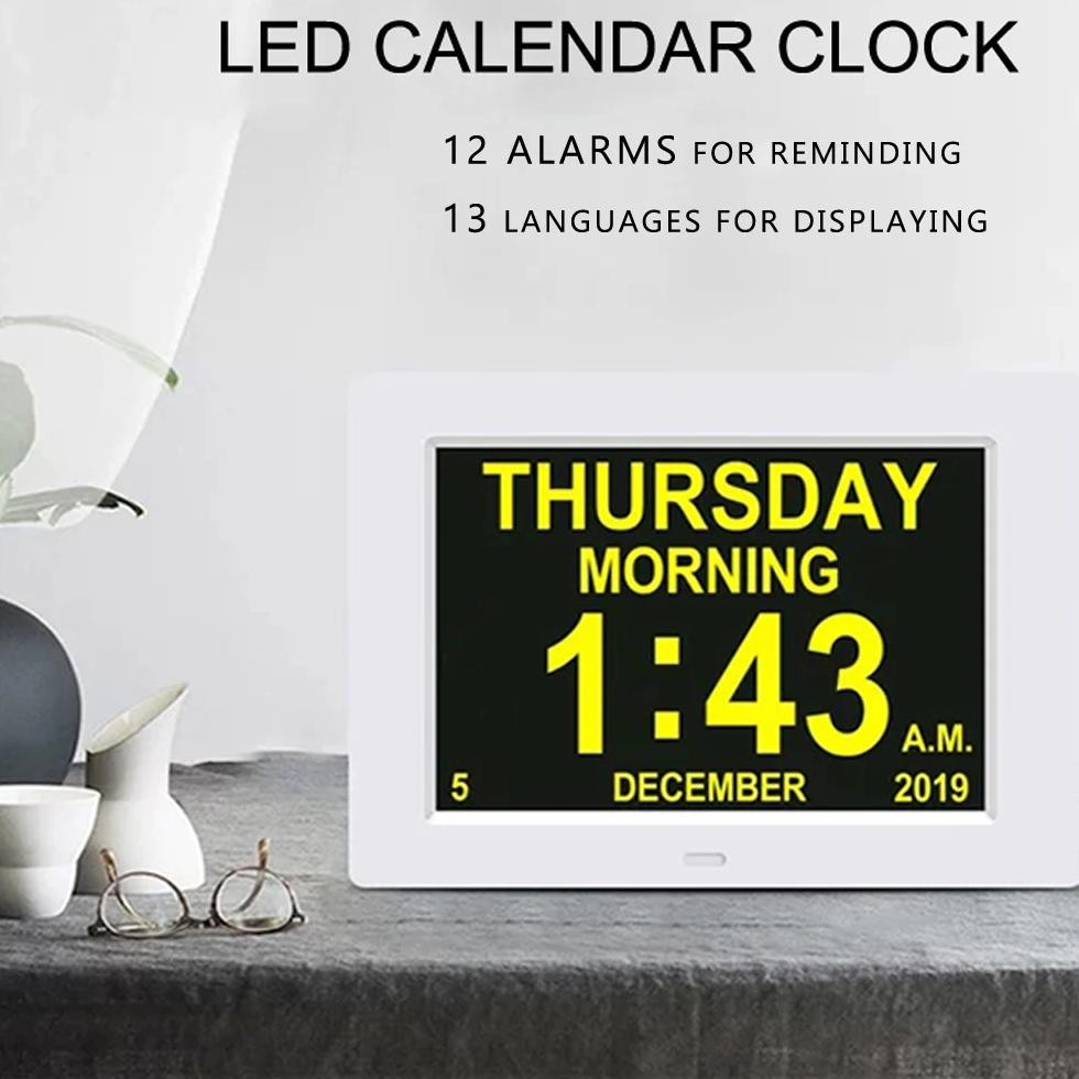 

12 Alarms Led Calendar Clock With Multi-Languages To Display. Reminding Work And Plans. A Medicine Time Reminder For The Elders.