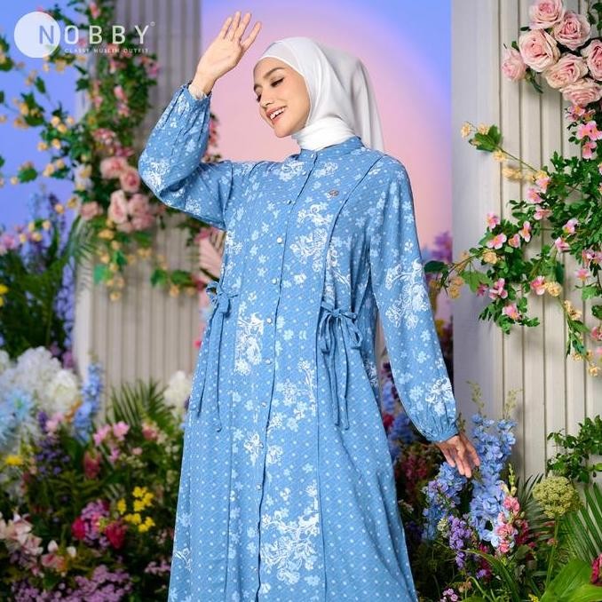 Nobby Zahrina Dress Gamis Muslim Bahan Woolpeach Premium Wudhu Friendly Busui Friendly bs