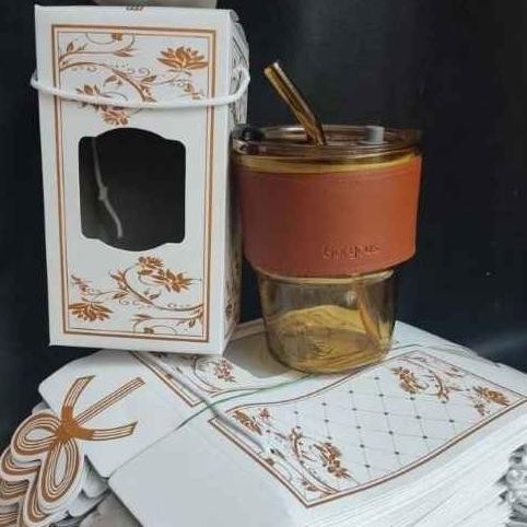 25Pcs Souvenir Pernikahan Gelas Tumbler Aesthetic Kaca Sedotan Kemas Box Suvenir Sopenir Sovenir