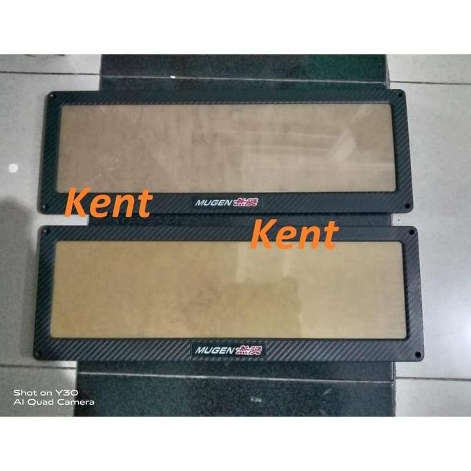 Cover Dudukan Tempat Plat Nomor Mobil Akrilik Izy Carbon Brio/New Baru