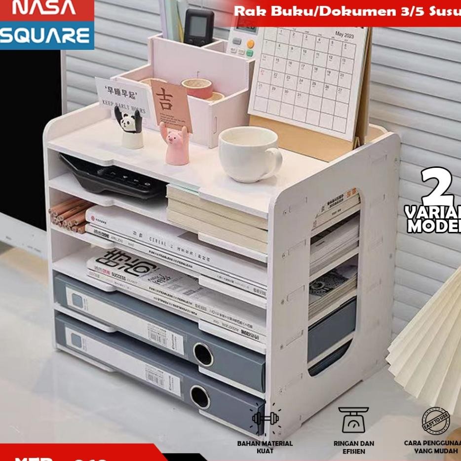 Rak Penyimpanan Meja Rak File Multilapis Rak Penyimpanan Desktop Kertas Kantor Kreatif Nasa Square