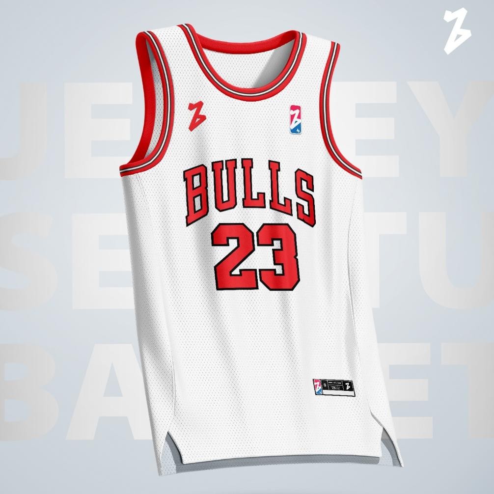 Jersey Basket Michael Jordan Chicago Bulls #23 Putih White Swingman Kaos Baju Atasan