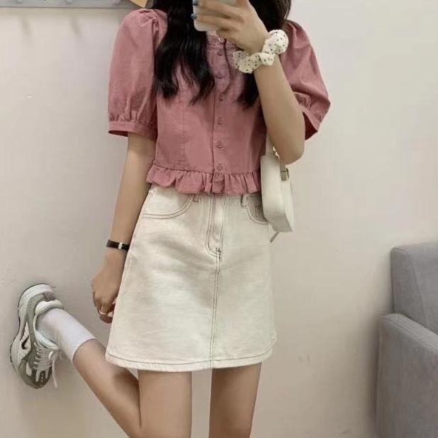 DB109 }} Casual Blouse longgar / Blouse Wanita Puff Lengan Korean