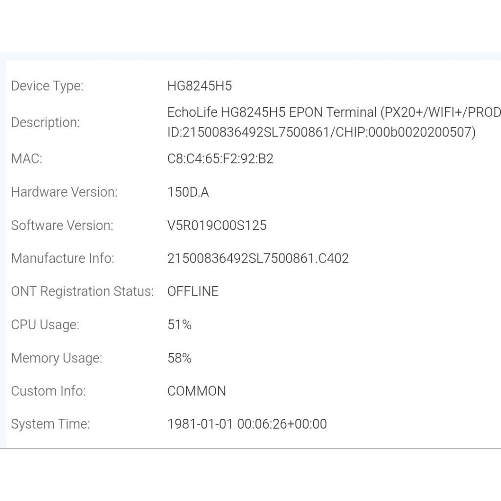 PV HUAWEI HG8245H5 EPON MODEM ROUTER