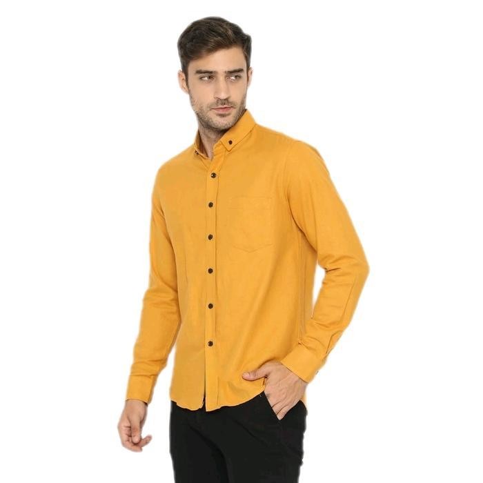 Ls Kemeja Hem Polos Slimfit Pria Dewasa Model Lengan Panjang Bahan Katun Warna Hitam Putih Navy Dan 