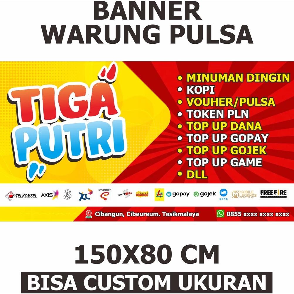 Exclusive (Bisa Custom) Cetak Banner Warung Konter Pulsa,Token,Top Up Promo