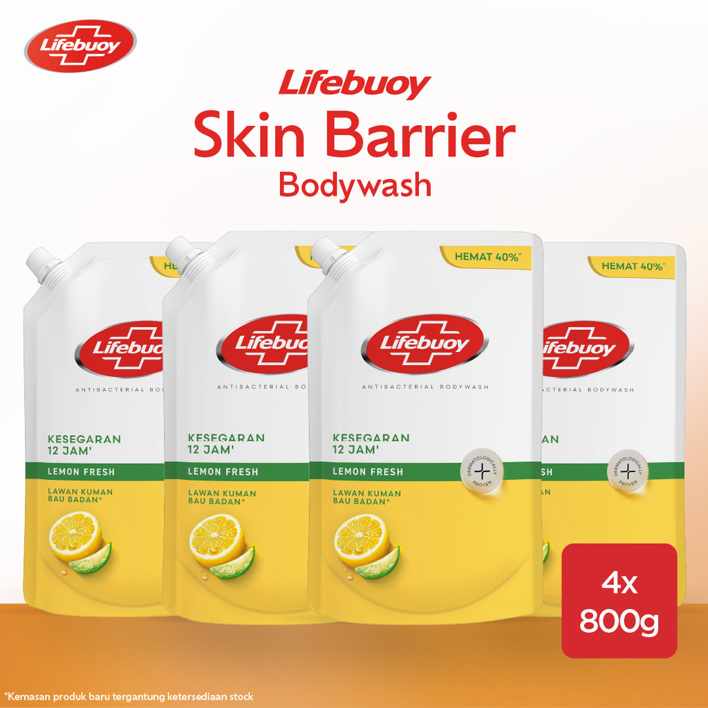 Lifebuoy Sabun Mandi Cair Anti Bacterial Body Wash Lemon Fresh 100% Lebih Kuat Lawan Kuman, Kesegara