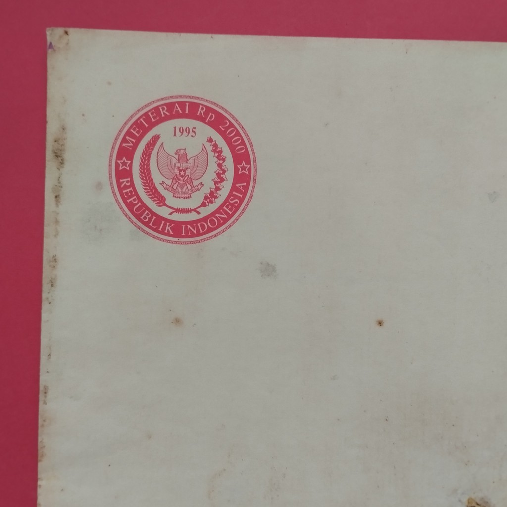 

Kertas Segel Rp 2000 Tahun 1995 Double