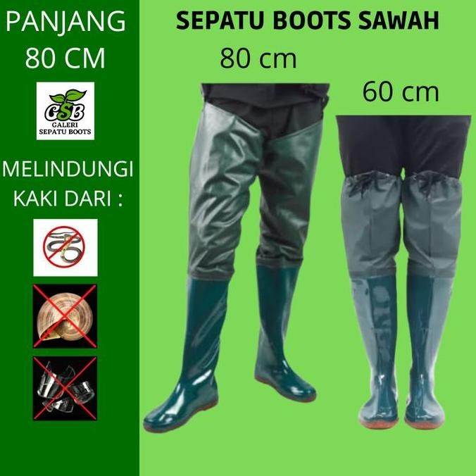 Baru Sepatu Boots Karet Panjang Anti Keong Petani 60cm/80cm