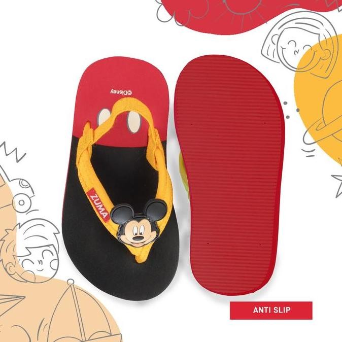 Zuma X Disney Mickey Baby/Sandal Karet Tali Sandal Jepit Bayi - Hitam