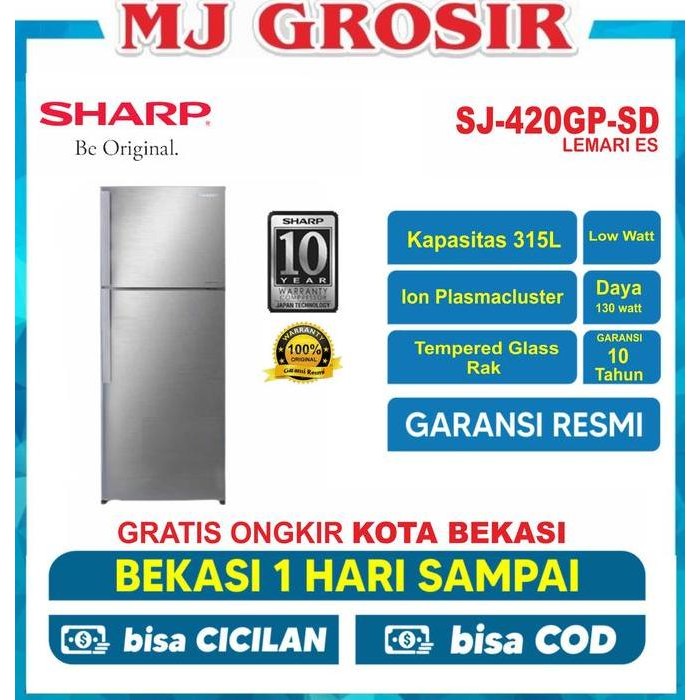 Promo KULKAS SHARP SJ 420 GPSD LEMARI ES 2 PINTU SJ420GPSD SJ 420GPSD PLASMA COD