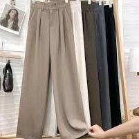 FEFE Celana Highwaist Loose Pants Trousers Celana Wanita Anti Kusut Kulot JUMBO Polyester