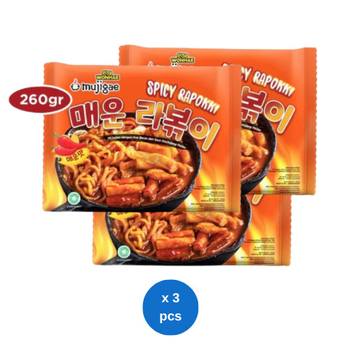 

Mujigae by Wonhae Spicy Rapokki 260gr x 3 pcs