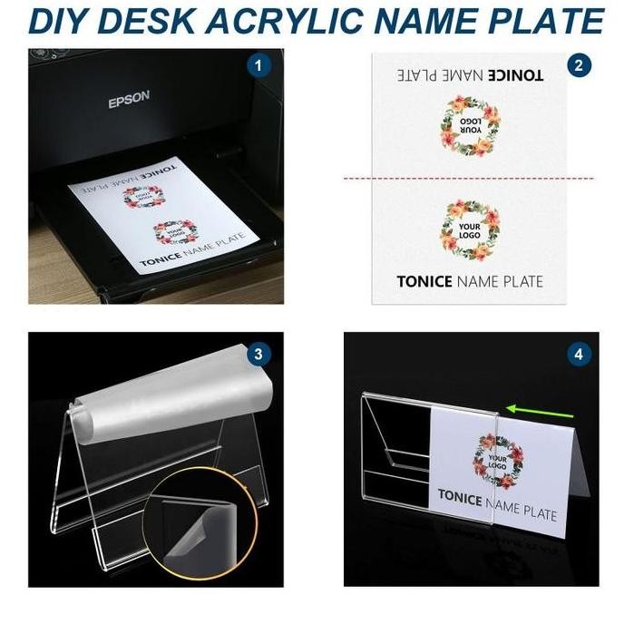 

5Pcs Nama Meja 8X20Cm 2 Sisi Name Desk Akrilik Papan Nama V-Shaped