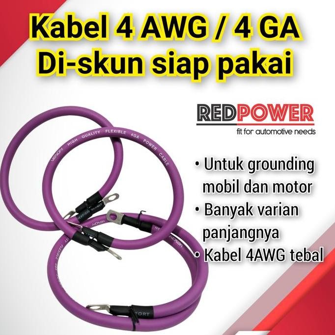 siap kirim kabel power audio mobil 4 awg siap skun berbagai panjang ground mobil & motor