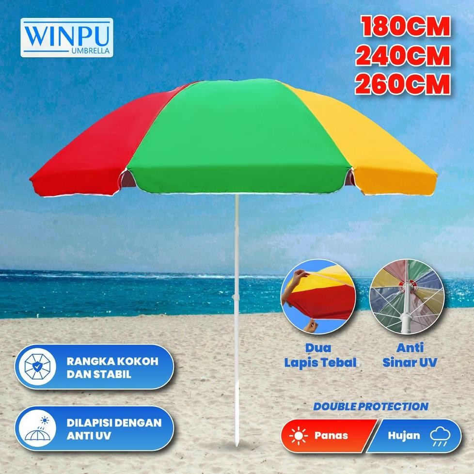 WINPU Payung Tenda Jualan Besar Pelangi (180Cm-260Cm) 2 Lapis