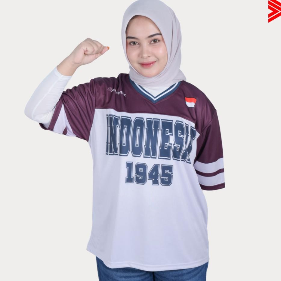 Tiagan99 Kaos Jersey Indonesia Hut Ri 1945 Kemerdekaan Merah Putih Oversize Dryfit Unisex Casual Vin