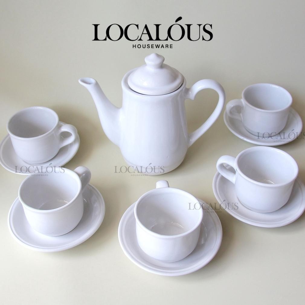 Coffee Set Nikura / CANGKIR SET TEKO NIKURA / CANGKIR PUTIH POLOS