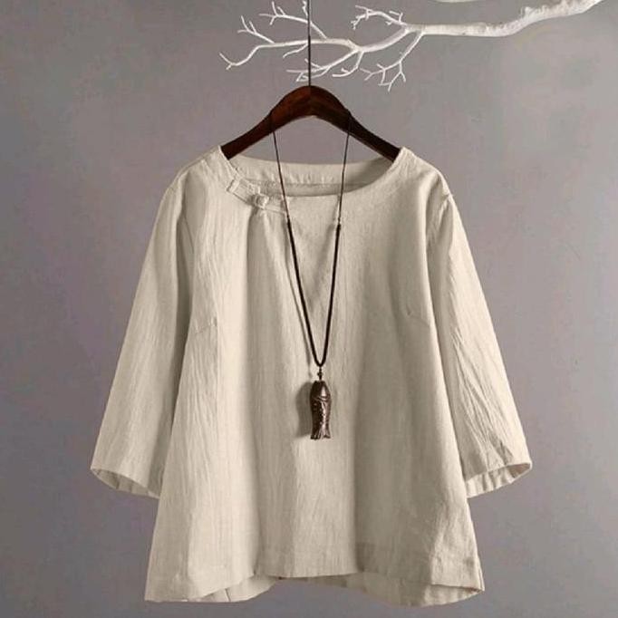 Blouse Jumbo Baju Atasan Wanita Kekinian Style Korea Twill Nyaman Simple Ld 120 Kinan
