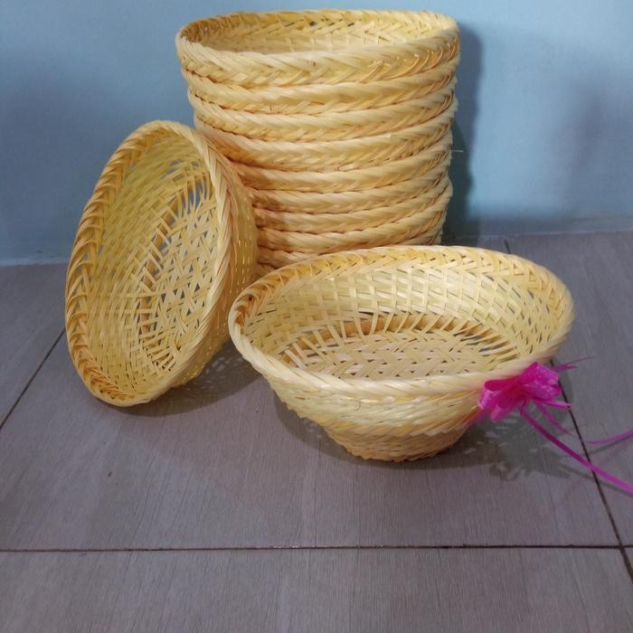 

IX keranjang oval anyaman bambu tempat snack dodol kemasan parcel hamper