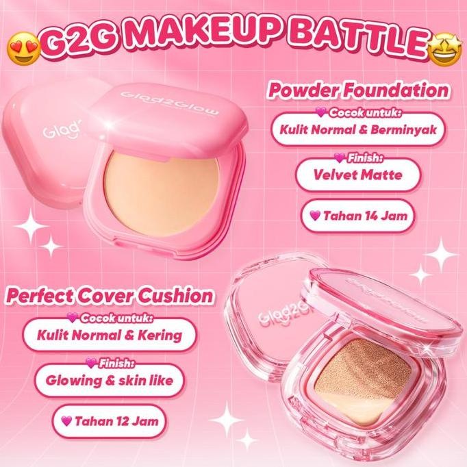 MakeUp 2pcs Perfect Paket - Glad2Glow Perfect Cover Cushion 11g + Blurring Powder Foundation 8.5g