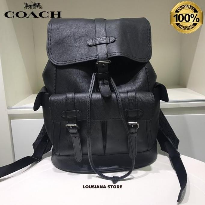 BBS COACH HUDSON LEATHER BACKPACK FULL BLACK