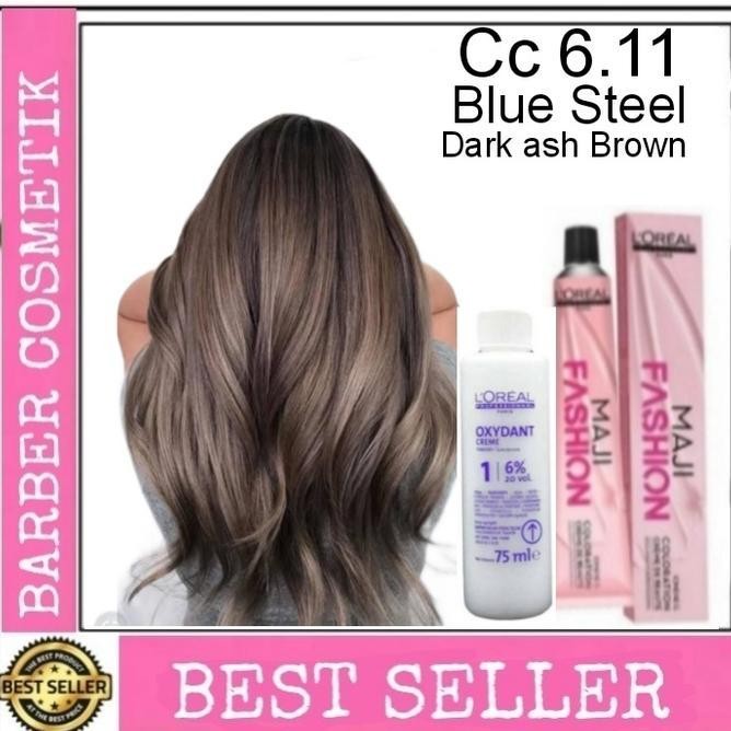 Diskon Cat Rambut Loreal Maji Fashion Majifashion Cc 6.11 Blue Steel + Oxidan Ready