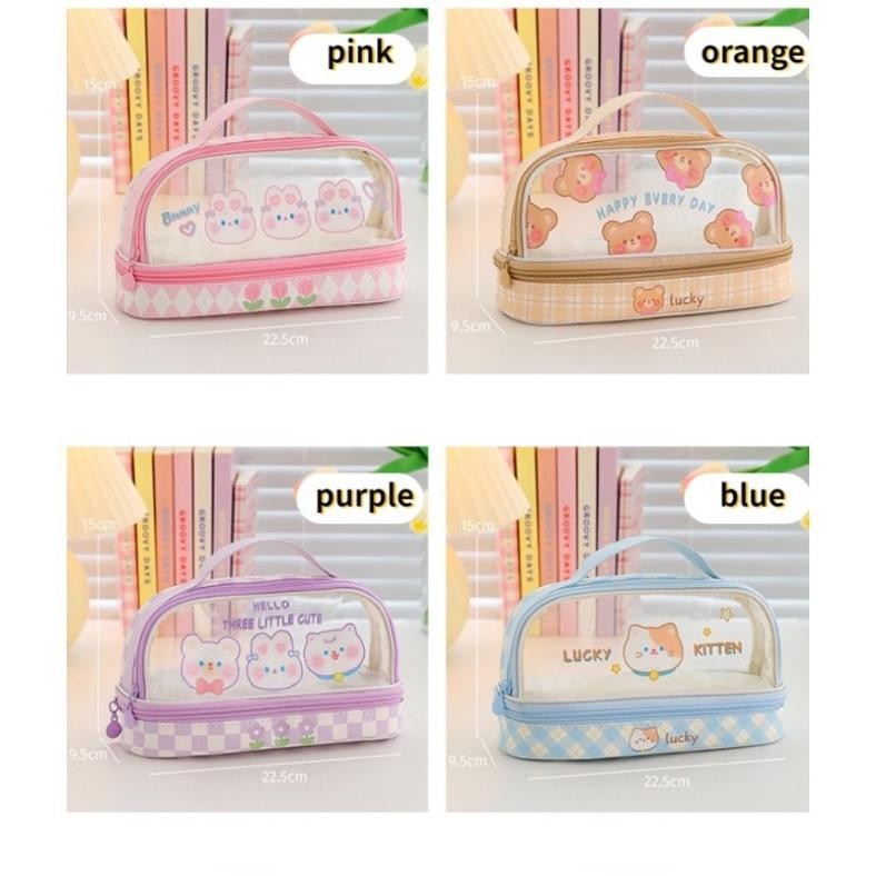 

Tempat Pensil Besar,Transparan PVC Pencil Case, Tas Pensil Murid Lucu,Kotak Pensil Anak Esthetis