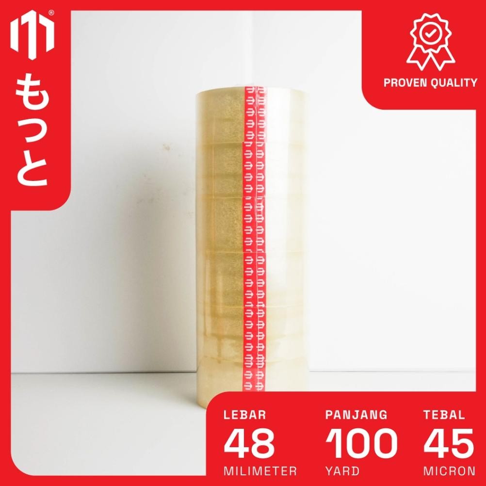 

Lakban Bening 48Mm X 100 Yard - 1 Slop Isi 6 Pcs/Roll - Lakban Opp - Motto Tape