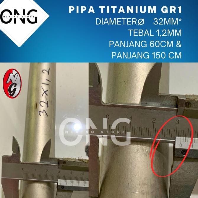Pipa Titanium Od 32Mm X Tebal 1,2 Mm Ukuran Panjang 60 Cm / 150 Cm Co