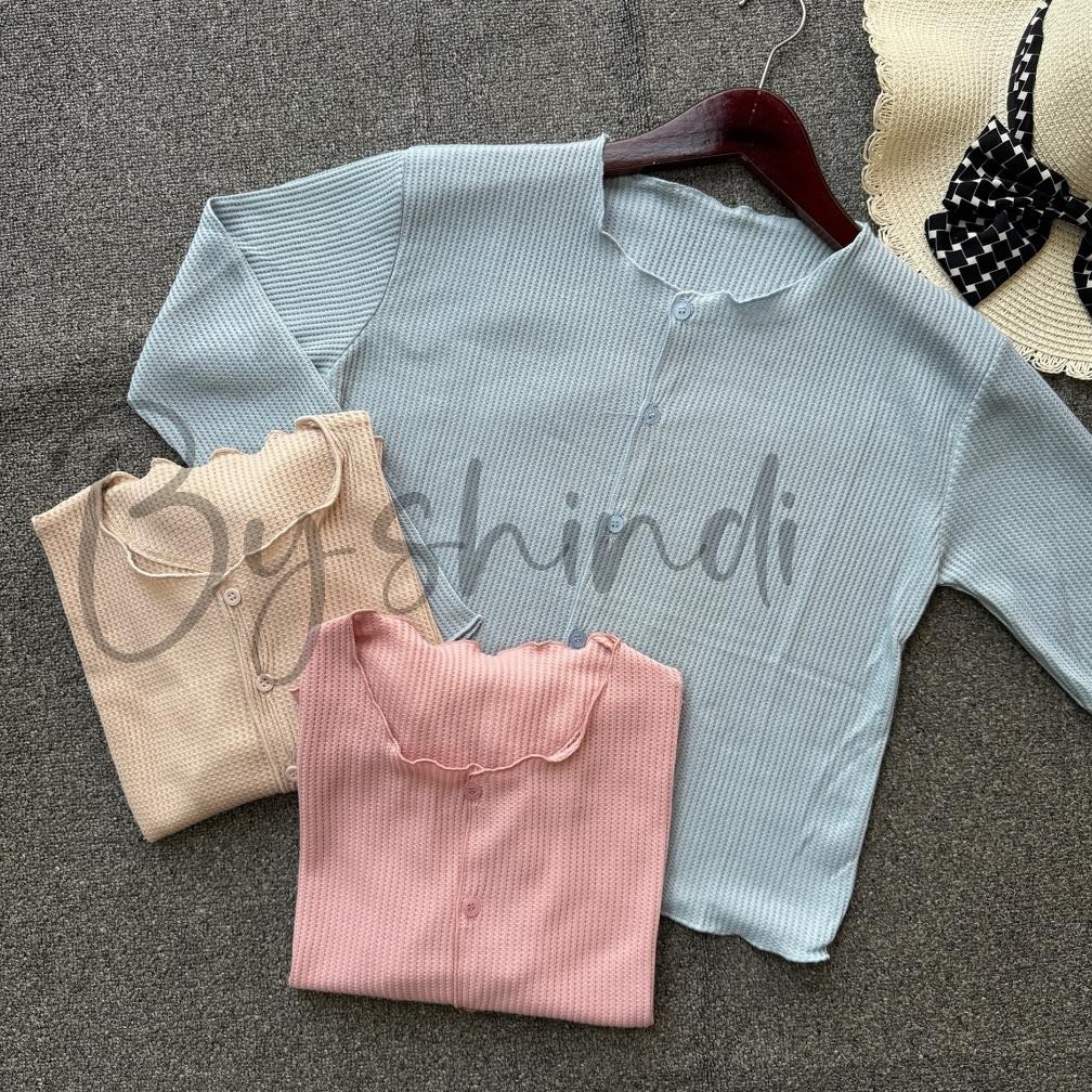 DT59 >> By Shindi - Cardigan Basic Kancing / Cardigan Crop Top Rajut  Premium / Crop Top