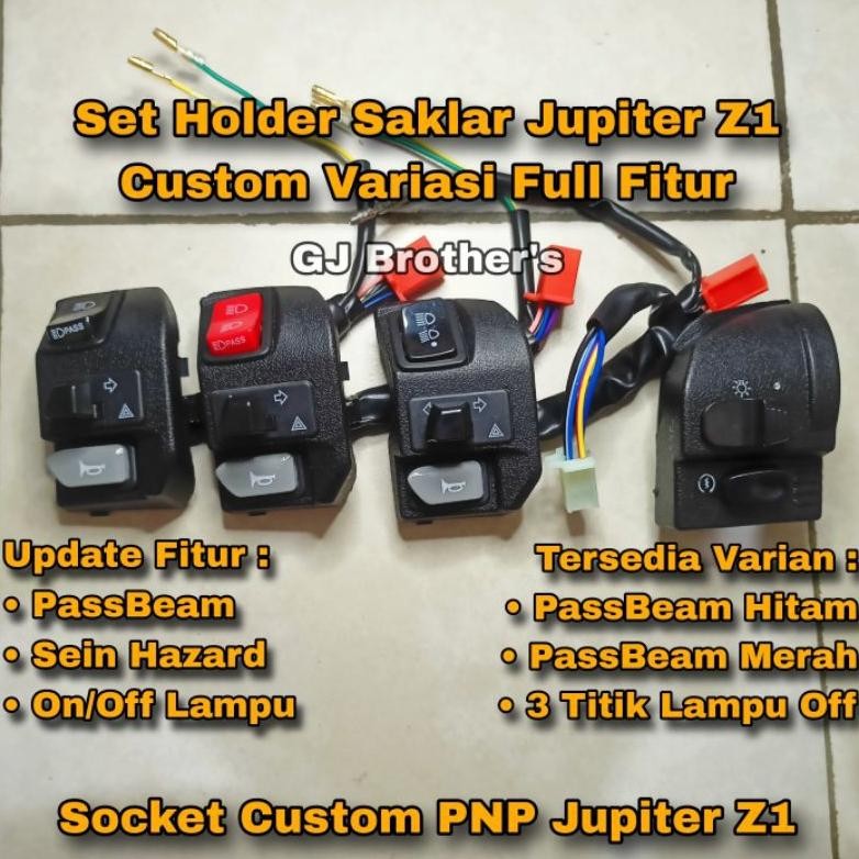 Set Holder Saklar Jupiter Z1 Custom Variasi Pass Beam PassBeam , Sein Hazard , On Off Lampu Kiri Kan
