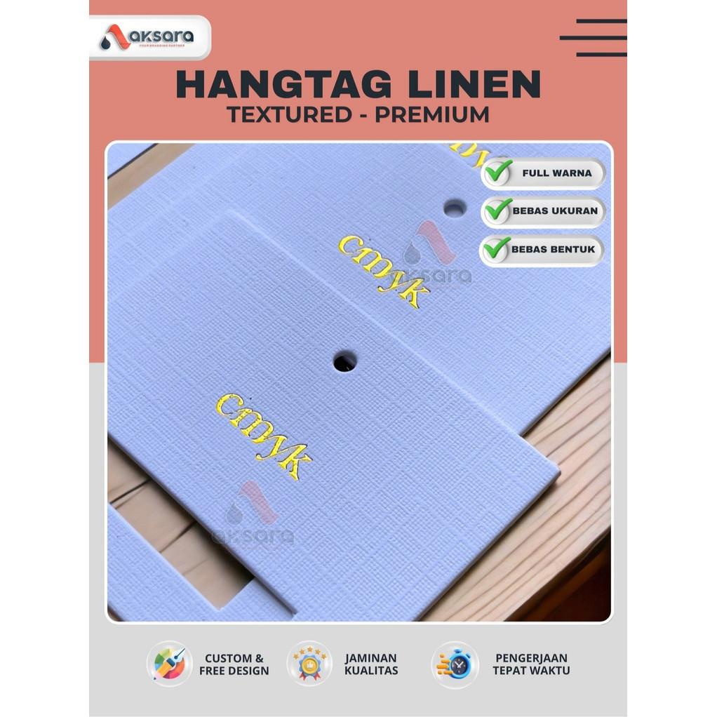 

(TAG LINEN TEXTURE PREMIUM) Hangtag Custom Murah untuk Branding Baju Aesthetic Merek Gamis Celana