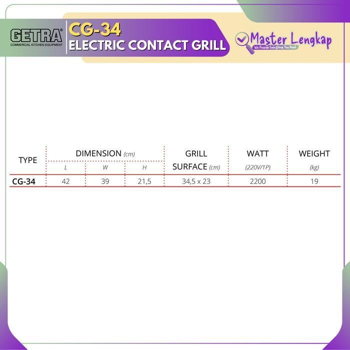 (Ready) Getra Electrical Contact Grill Cg-34 / Cg34 / Cg 34 Bestseller