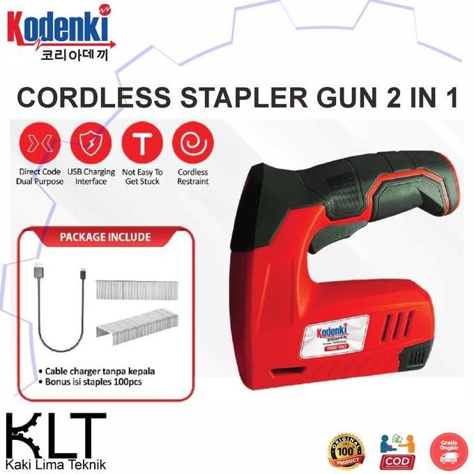 

Cordless Stapler Gun Mesin Paku Staples Baterai 2 In 1 Kodenki Kdk-Csg132 Co