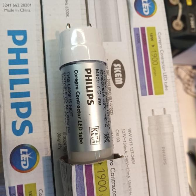 [ Gojek Only ] Philips Tl Led Tube 18 Watt Ecofit Corepro Lampu Neon Led T8 18W 120Cm Putih New Stok