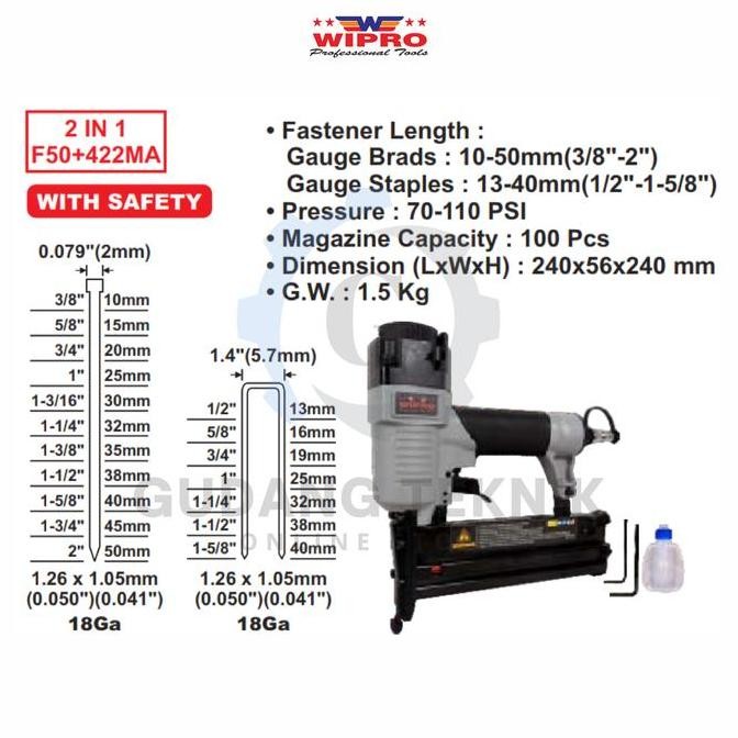 

Air Nailer 2 In 1 Paku Tembak Staples Wipro Duo5040/Mesin Staples Paku Co