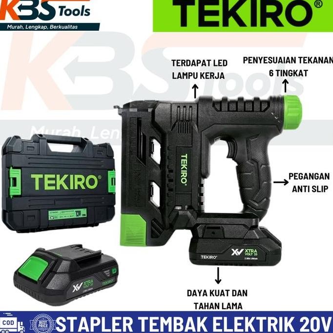 

Tekiro Stapler Tembak Elektrik 20V - Staples Nailer Gun Cordless Co
