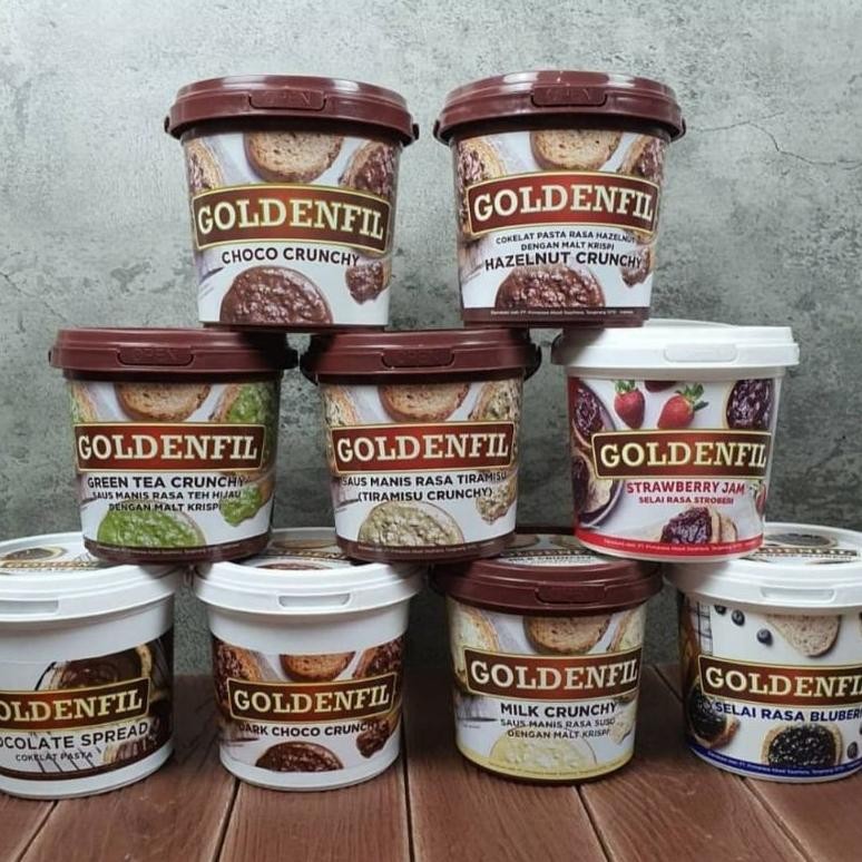 

TERMURAHH!! GOLDENFIL SELAI CRUNCHY 1KG | CHOCO | HAZELNUT | DARK CHOCO | TIRAMISU | GREEN TEA