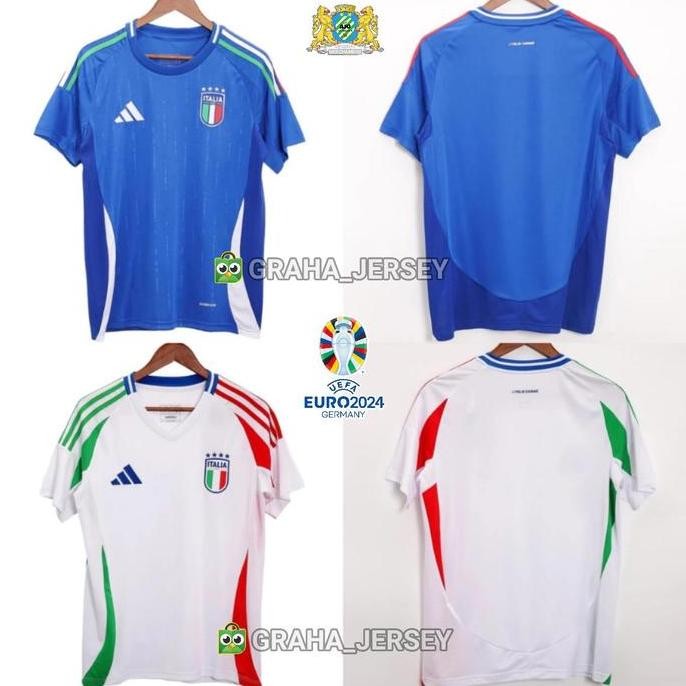 Jersey ITALIA Home Away EUR0 2024 Piala EROPA Biru Putih GRADE ORY Premium GO  TERBARU