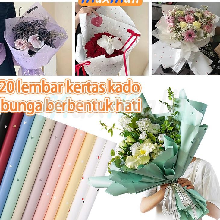 

20 Lembarbungkus Kertas Buket Bunga Love Korean Cellophane Wrapping Kertas Kado Polkalove Cellophane Paing Bungkus Kado Gift Love Pattern Flower Wrapping