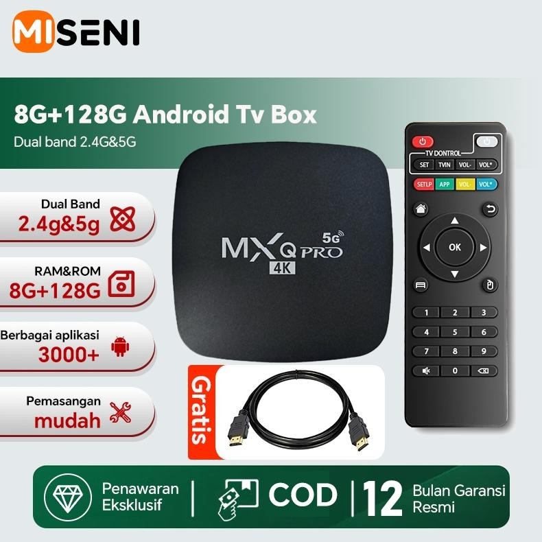 MISENI Ram 8+128GB 2.4G/5G Wifi Android TV BOX 100% Original Advanced  MXQ Pro Indihome Digital Onli