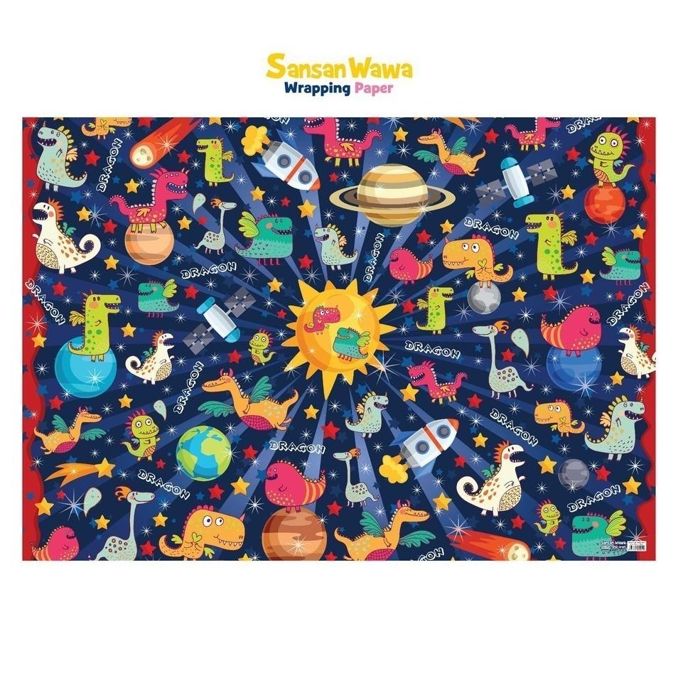 

5 Lembar Kertas Kado Jumbo Sansan Wawa Uk 70 X 100Cm Motif Anakanak Beruang Dino