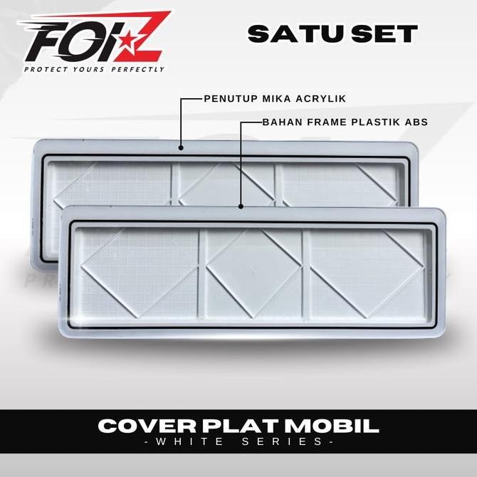 Cover Plat Nomor Mobil Acrylik PUTIH Tempat Plat Nomor Putih 1Set