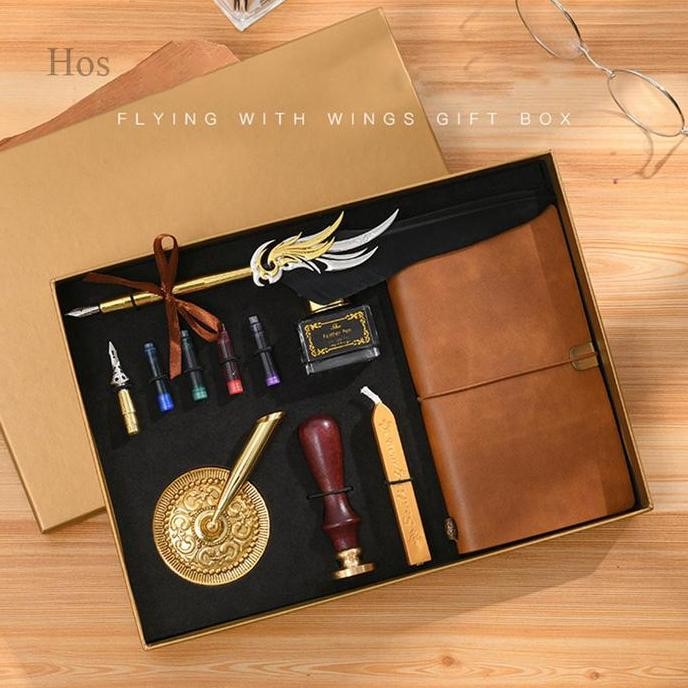 

Calligraphy Pen Set, With Feather Dip Pen, Black Ink, Replacement