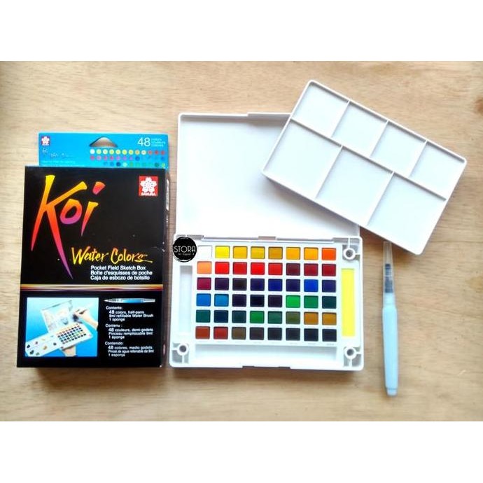 

Sakura Koi Watercolor 48 Pocket Field Sketch Box Cat Air Padat 48 Warn