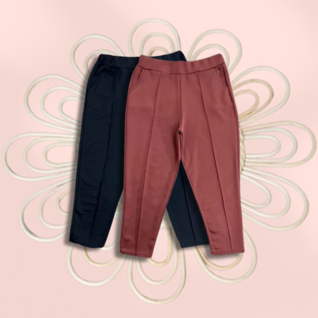 CELANA PANJANG WANITA SCUBA POLOS JUMBO BIG SIZE BAWAH PENSIL PINGGANG KARET CELANA HARIAN WANITA UK